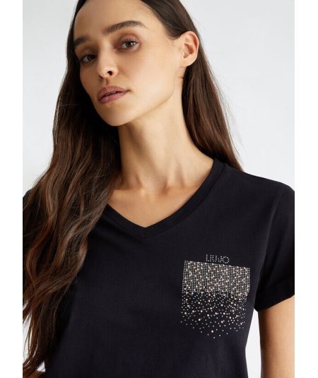 LIU JO T-shirt con logo e strass