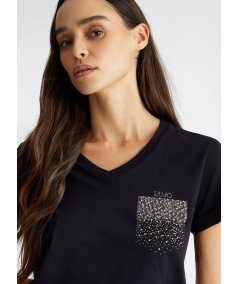 LIU JO T-shirt con logo e strass