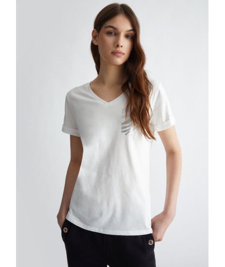 LIU JO T-shirt con logo e strass