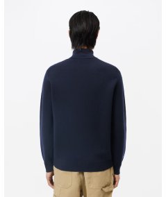 Cardigan da uomo di lana con collo alto e zip