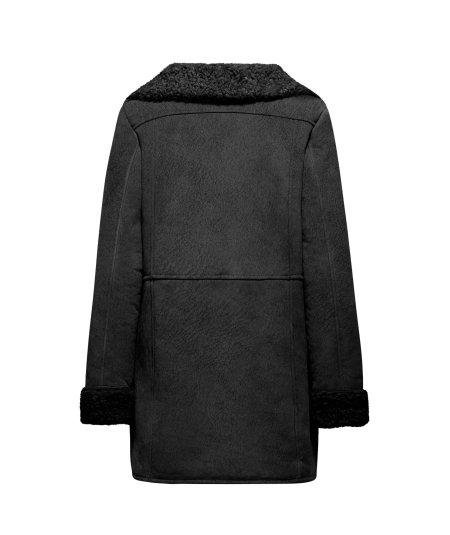 Cappotto in Vera Pelle Scamosciata con Ecopelliccia