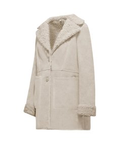 Cappotto in Vera Pelle Scamosciata con Ecopelliccia