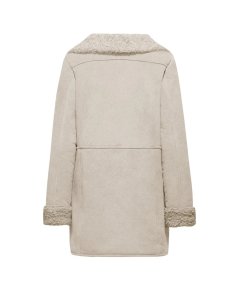 Cappotto in Vera Pelle Scamosciata con Ecopelliccia