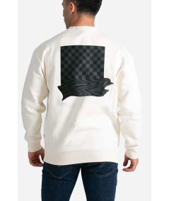 Felpa Loose Check Crew ivory